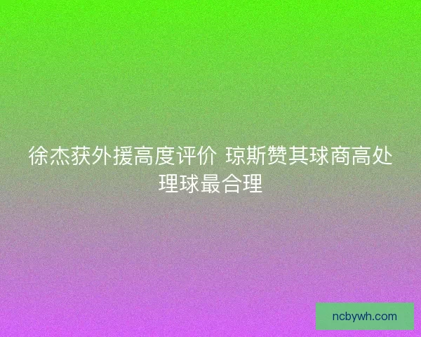 徐杰获外援高度评价 琼斯赞其球商高处理球最合理
