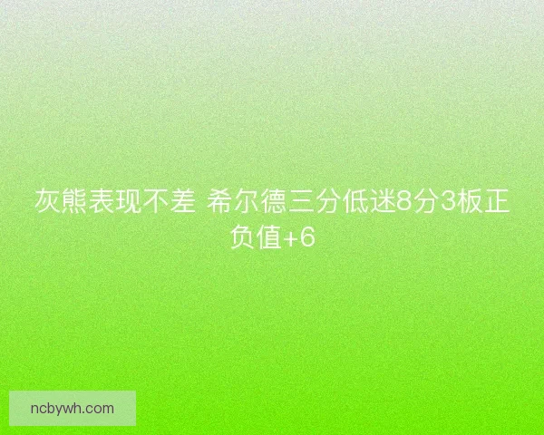 灰熊表现不差 希尔德三分低迷8分3板正负值+6