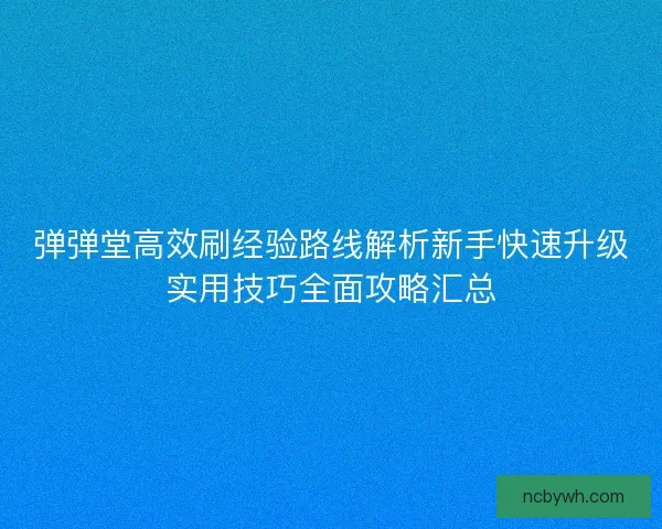 弹弹堂高效刷经验路线解析新手快速升级实用技巧全面攻略汇总