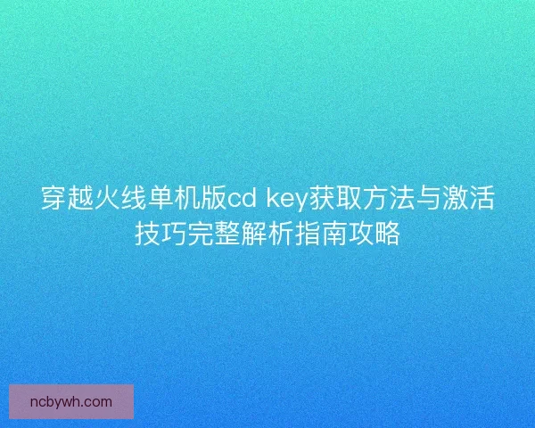 穿越火线单机版cd key获取方法与激活技巧完整解析指南攻略 穿越火线单机版cd key获取方法与激活技巧完整解析指南攻略